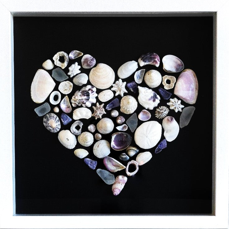 Hand Crafted Shell Heart Framed Hamptons Style for Coastal Beach Decor