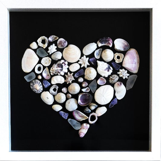 Hand Crafted Shell Heart Framed Hamptons Style for Coastal Beach Decor