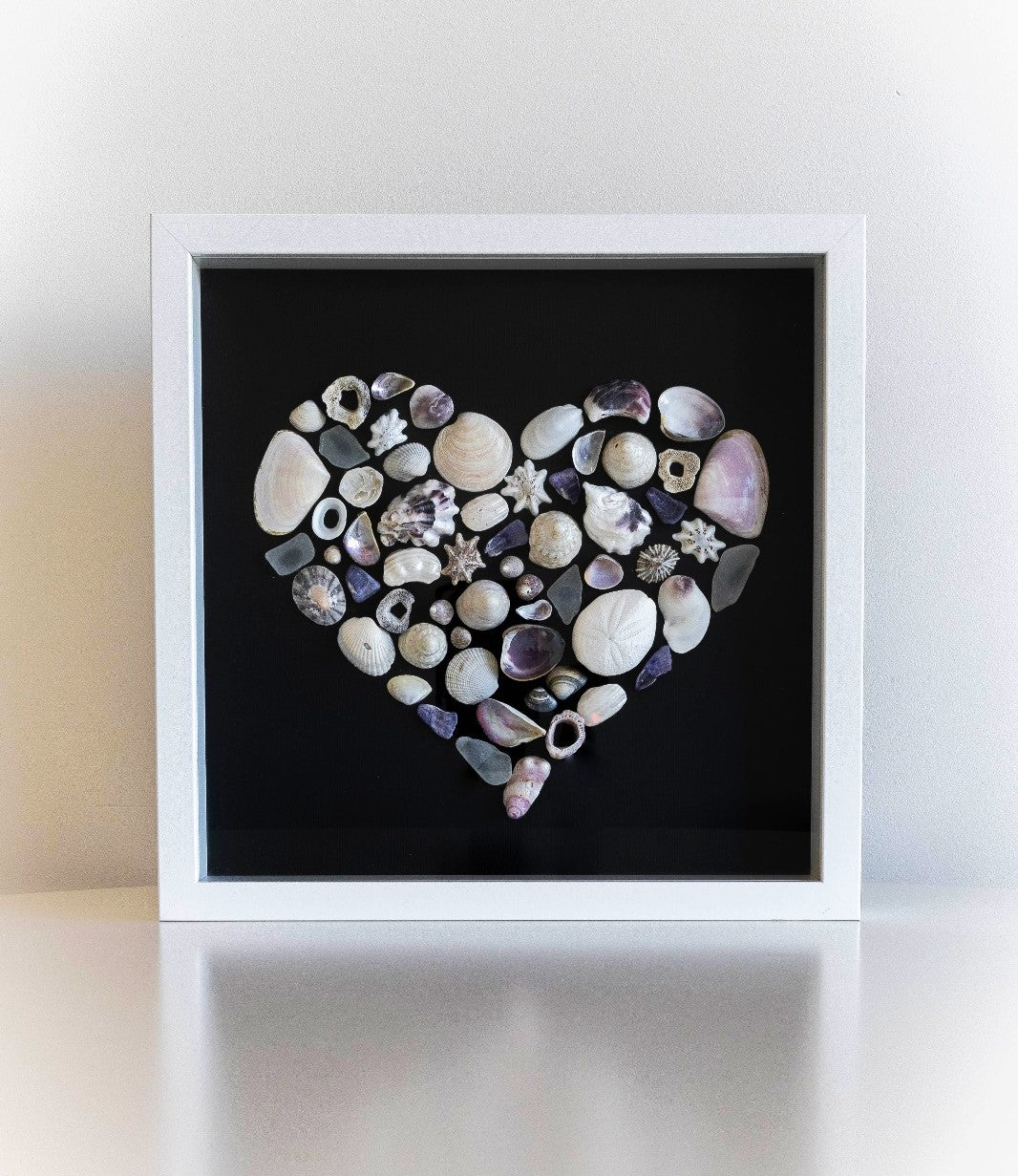 Hand Crafted Shell Heart Framed Hamptons Style for Coastal Beach Decor