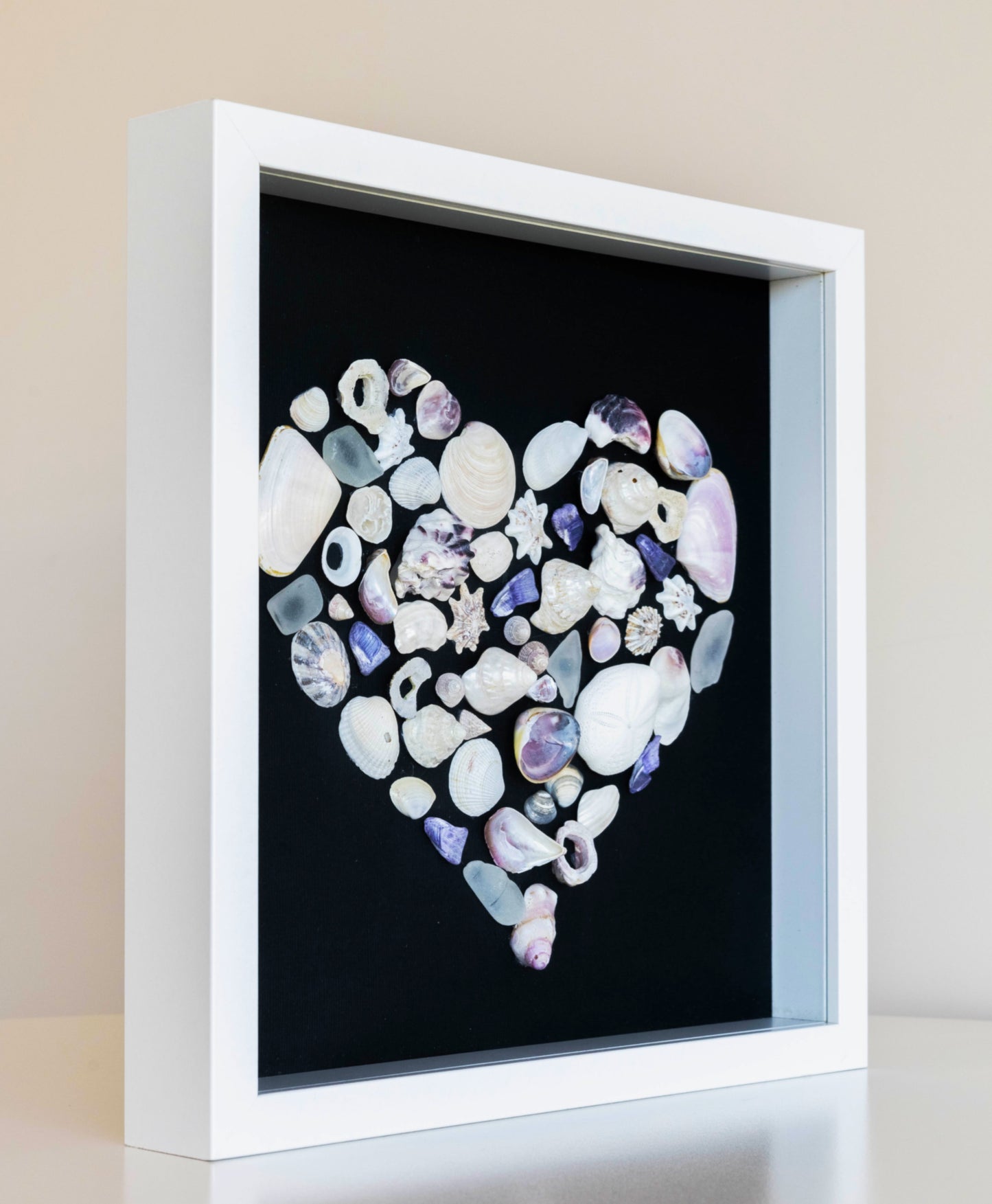 Hand Crafted Shell Heart Framed Hamptons Style for Coastal Beach Decor