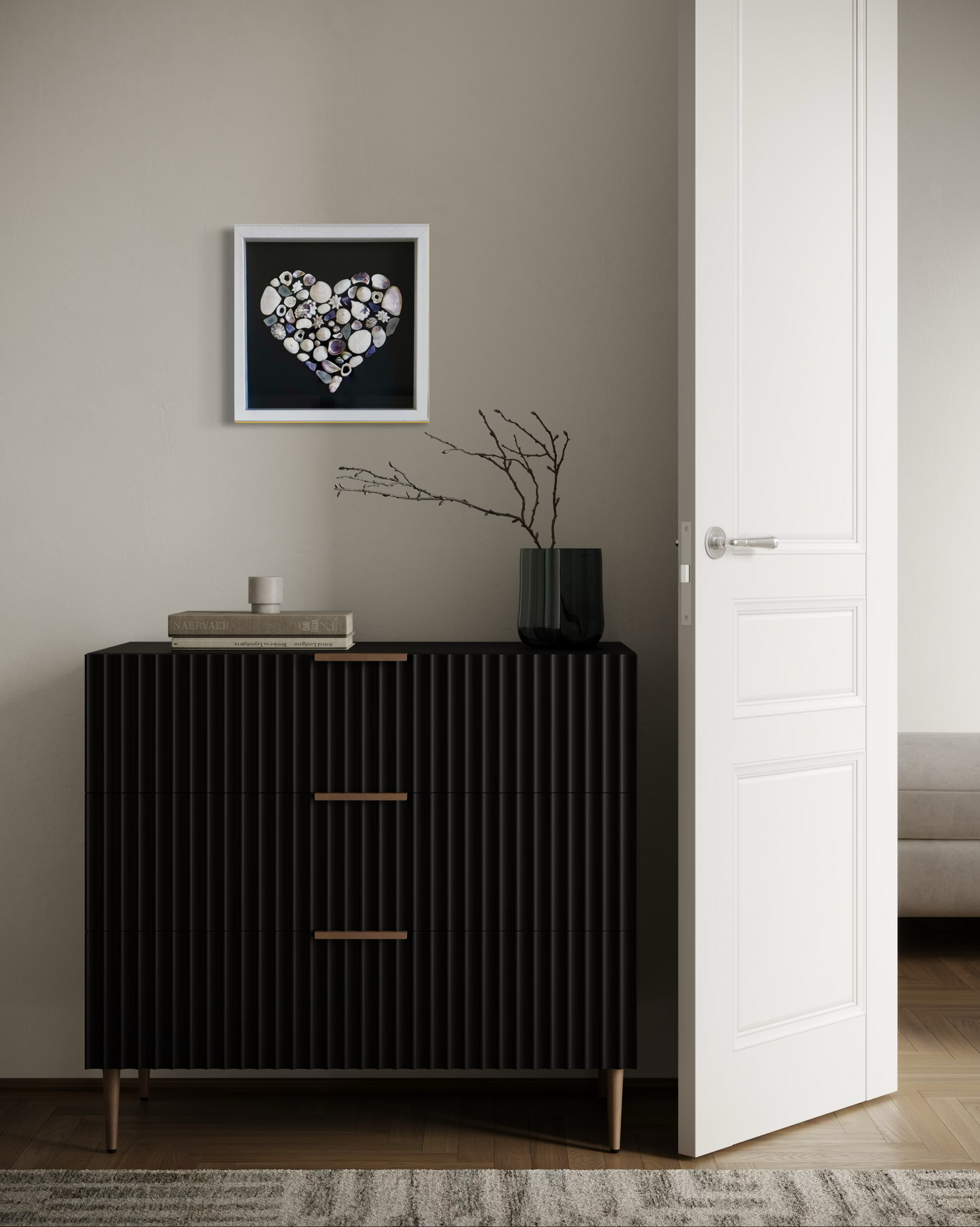 Hand Crafted Shell Heart Framed Hamptons Style for Coastal Beach Decor